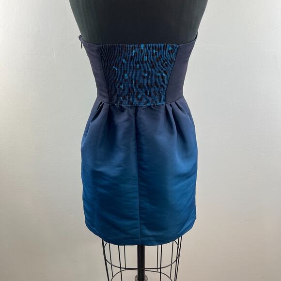 URBAN OUTFITTERS Silence + Noise Navy Blue Bead Trim Ombre Leopard Dress M NEW - Picture 5 of 10